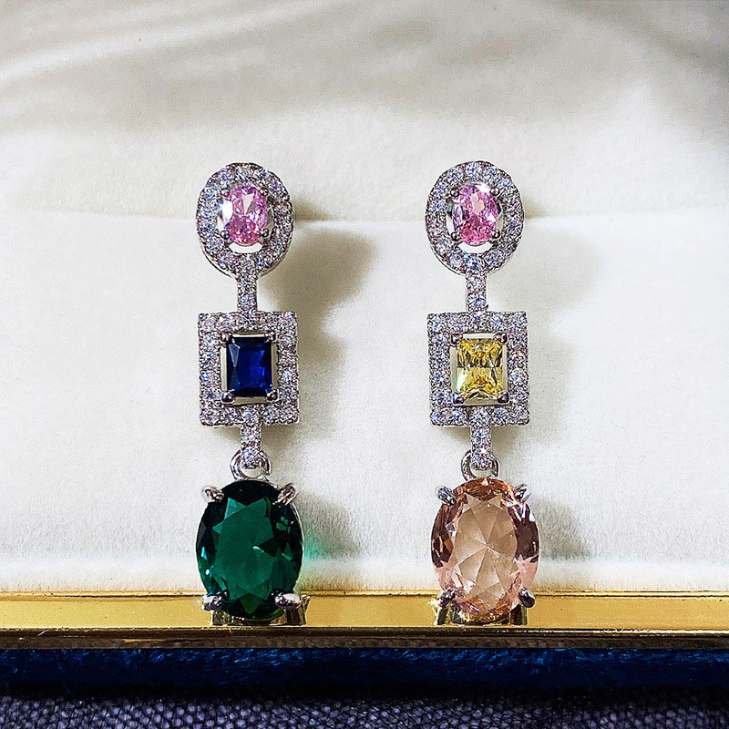 Wholesale Oval Zirconia Coloured Gemstone Earrings