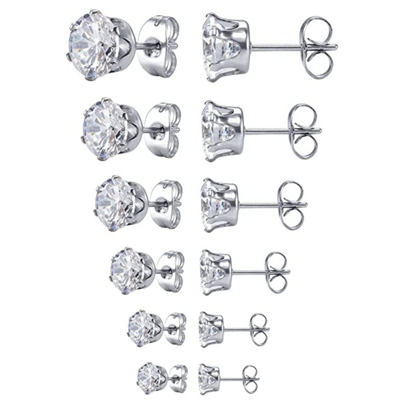 Wholesale Trendy Simple Hexagonal Claw With Diamond Zirconia Studs