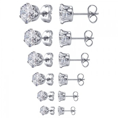 Wholesale Trendy Simple Hexagonal Claw With Diamond Zirconia Studs