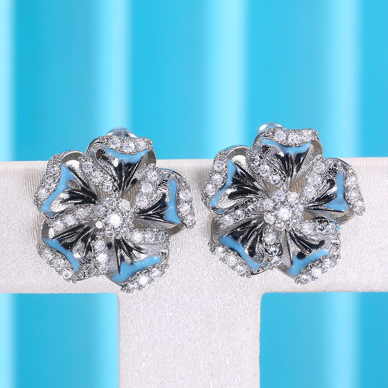 Fashion Creative Colorful Zirconia Flower And Leaf Earrings Supplier