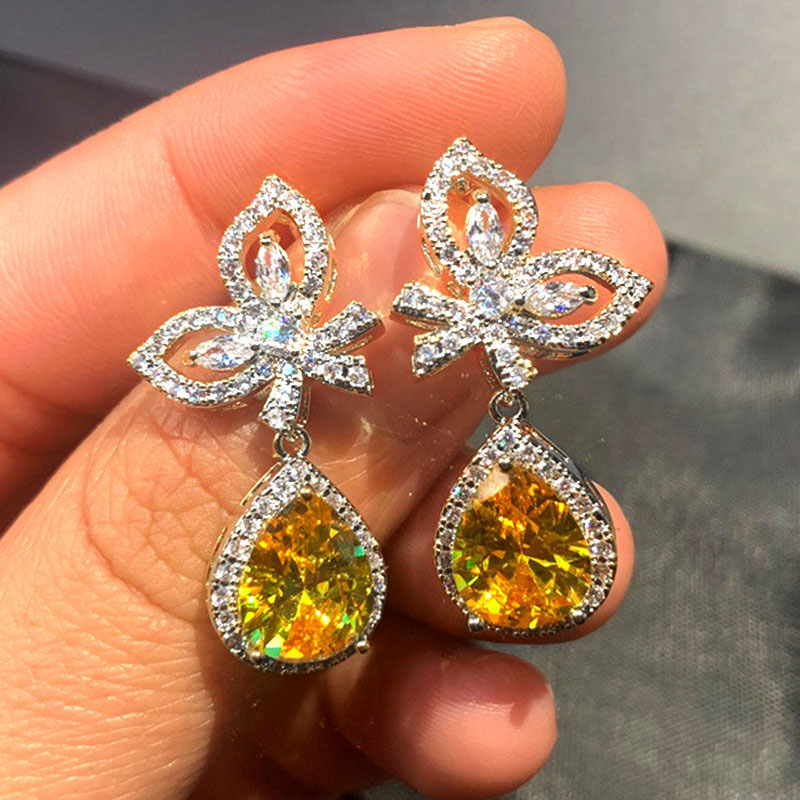 Micro-set Pear-shaped Drop Bow Earrings Manufacturer