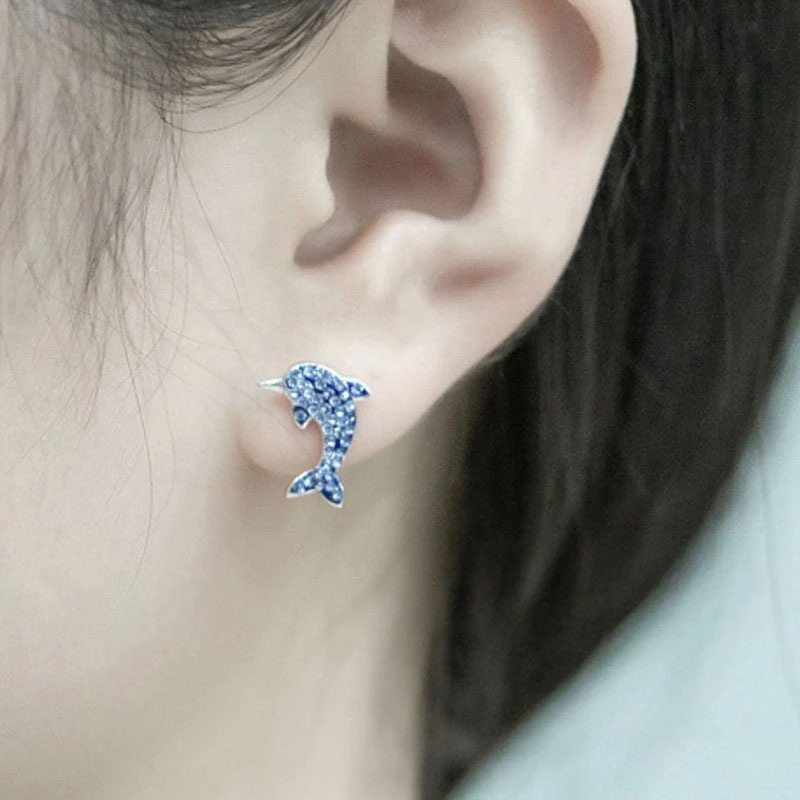 Simple Sweet Blue Dolphin Earrings Manufacturer