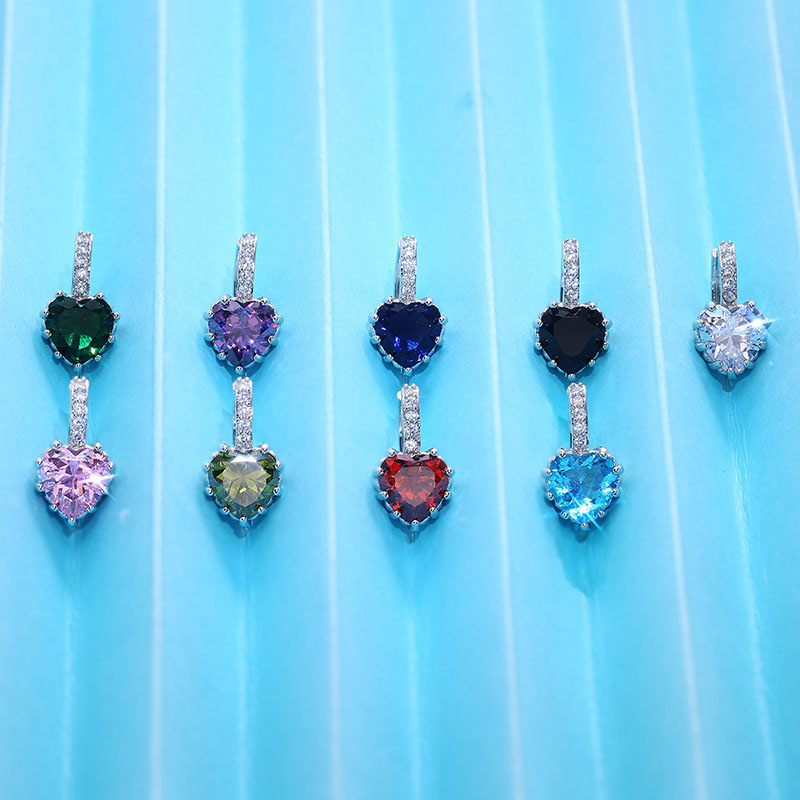 Fashionable Multi-colored Zircon Love Temperament Crystal Earrings Supplier