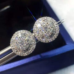 Full Diamond Round Zirconia Silver Plated Flower Earrings Manufacturer