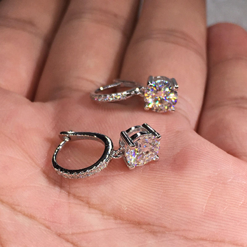 Wholesale Fashionable And Creative Round Diamond Zirconia Earrings