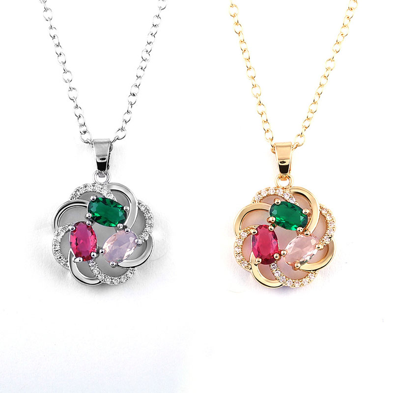 High Quality Colorful Zircon Necklace Creative Floral Collarbone Chain Supplier