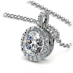 Classic Round Zircon Pendant Necklace With Copper And White Gold Plated Simulated Diamonds Manufacturer