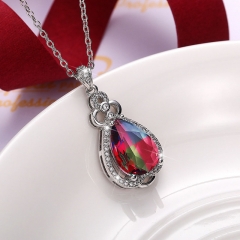 Wholesale Fashionable Fancy Coloured Gemstone Pendant Necklace With O Chain