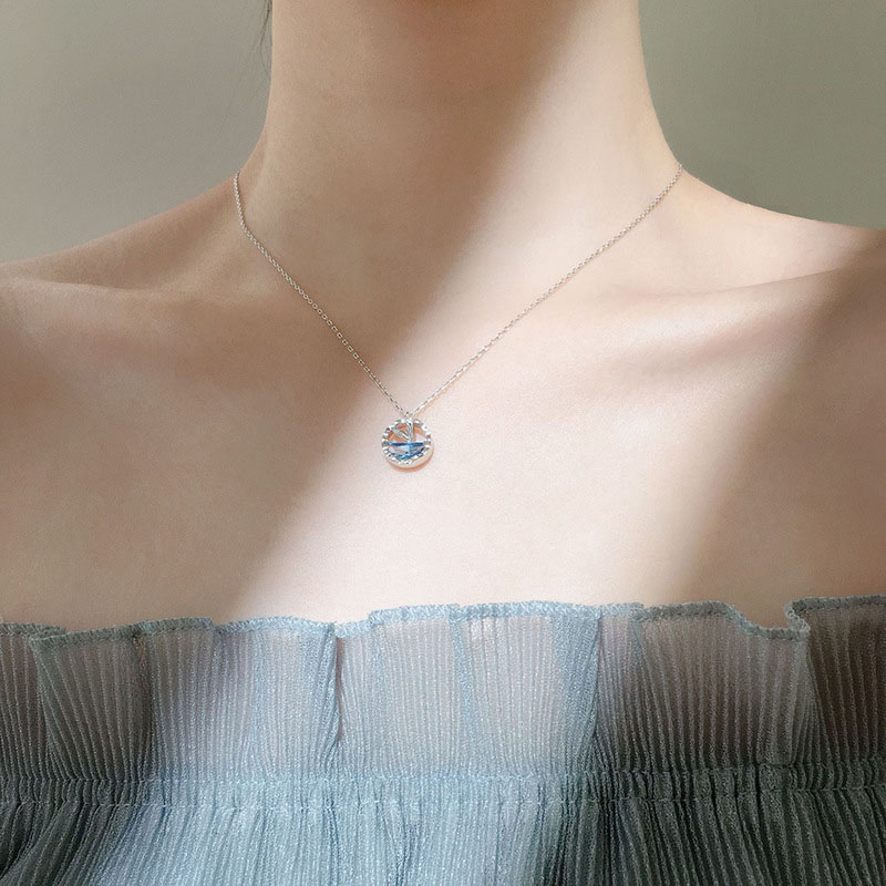 Mermaid Tears Collarbone Necklace Fashion Creative Ocean Blue Crystal Pendant Supplier