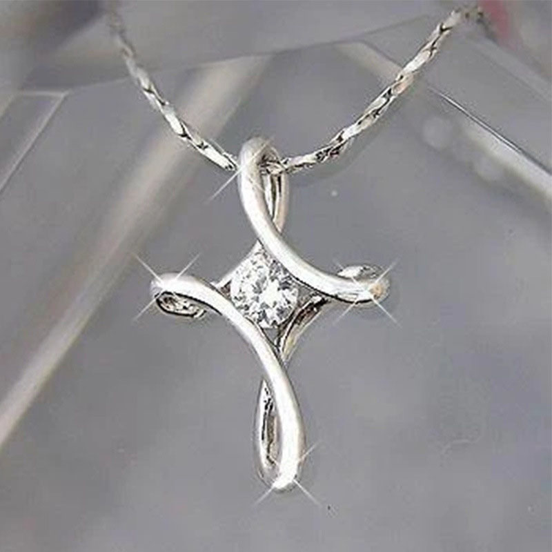Wholesale Punk Cross Zirconia Pendant Necklace