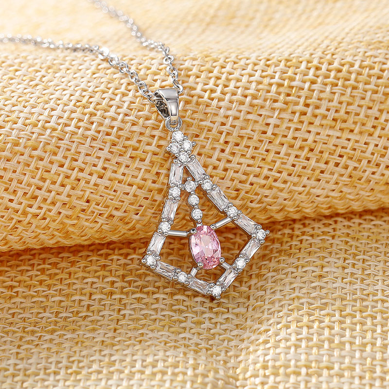 Pink Diamond Pendant Necklace Creative Skirt Zirconia Clutch Chain Manufacturer