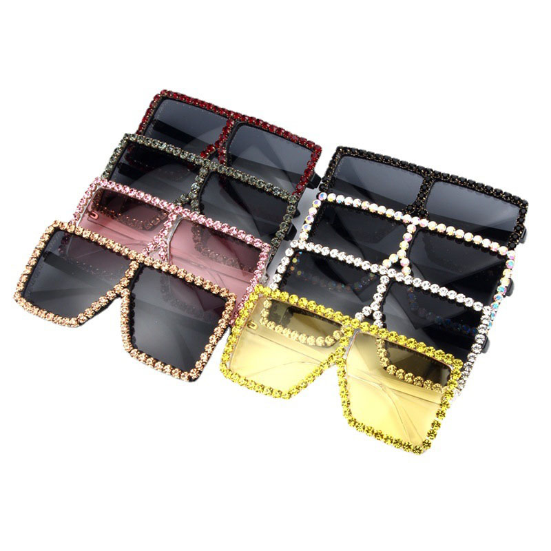 Wholesale Large Frame Rhinestone Colored Sunglasses