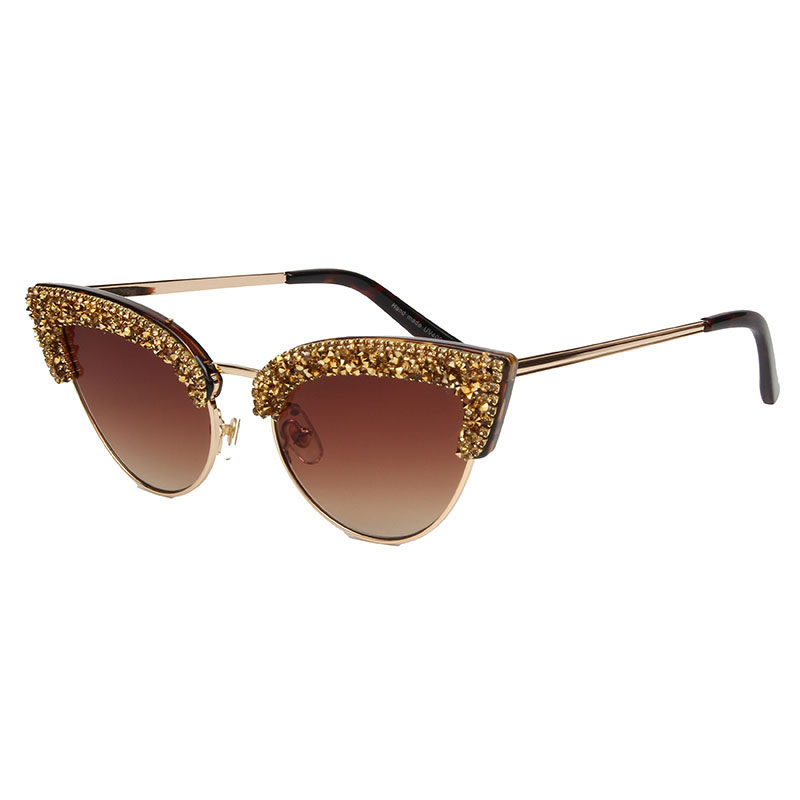 Diamond Encrusted Cat-eye Sunglasses Half-frame Glasses Distributor