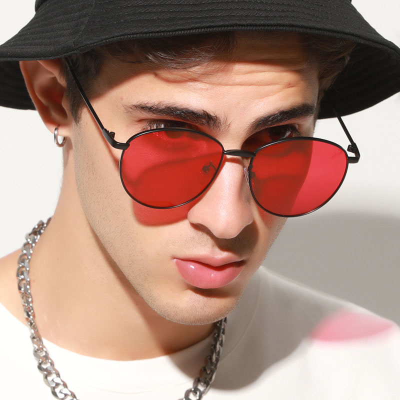 Wholesale Round Retro Small Frame Sunglasses Metal Marine Piece Flat