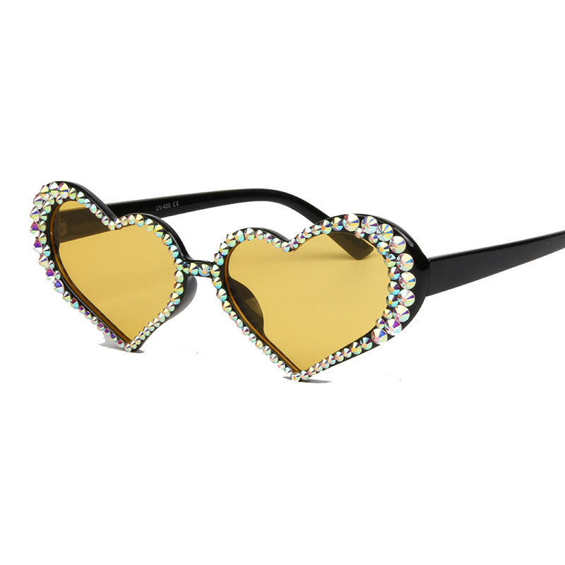 Peach Heart With Diamond Cat Eye Sunglasses Distributor