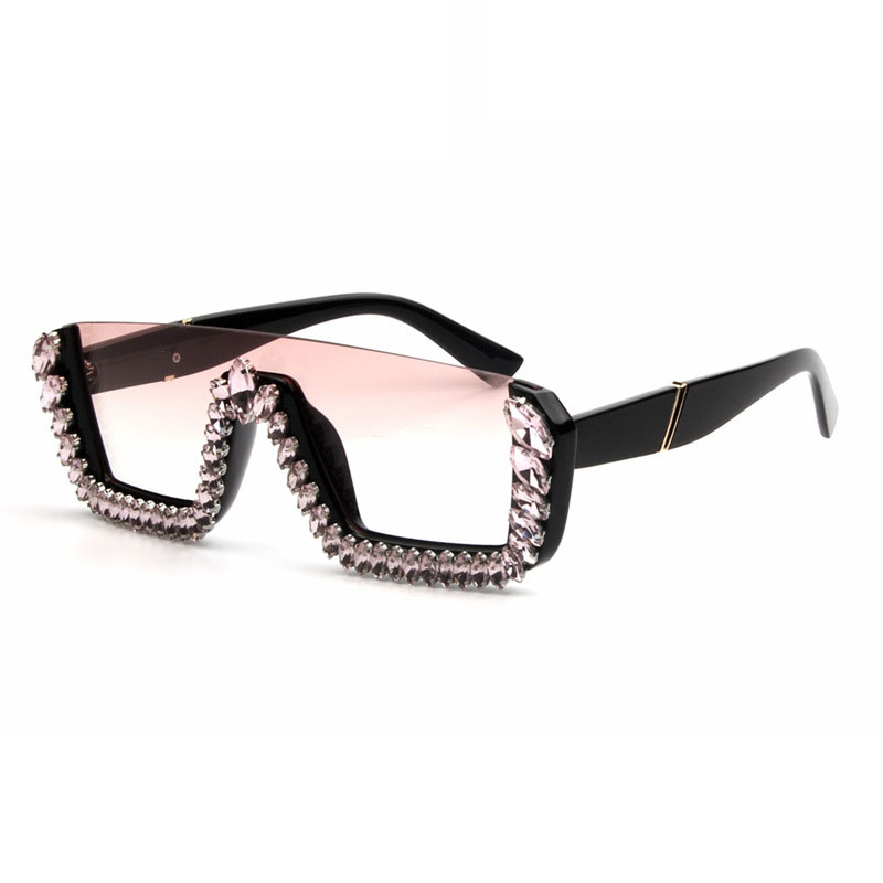 Fashion Conjoined Sunglasses With Diamonds Half-frame Glasses Distributor