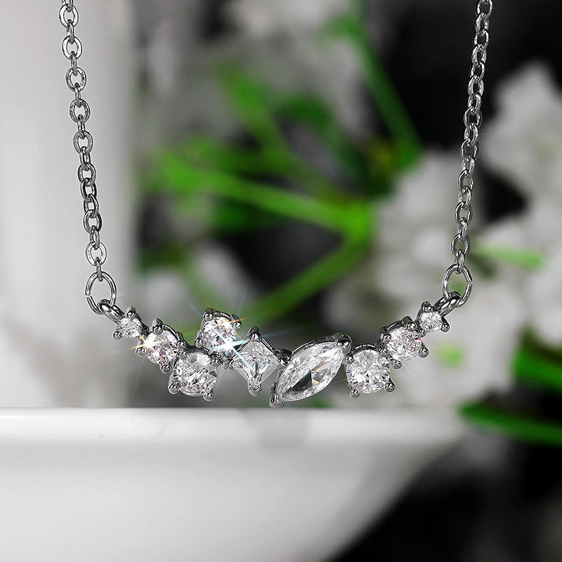 Pave Set 3a Zirconia Pendant Necklace In Copper And White Gold Plated Manufacturer