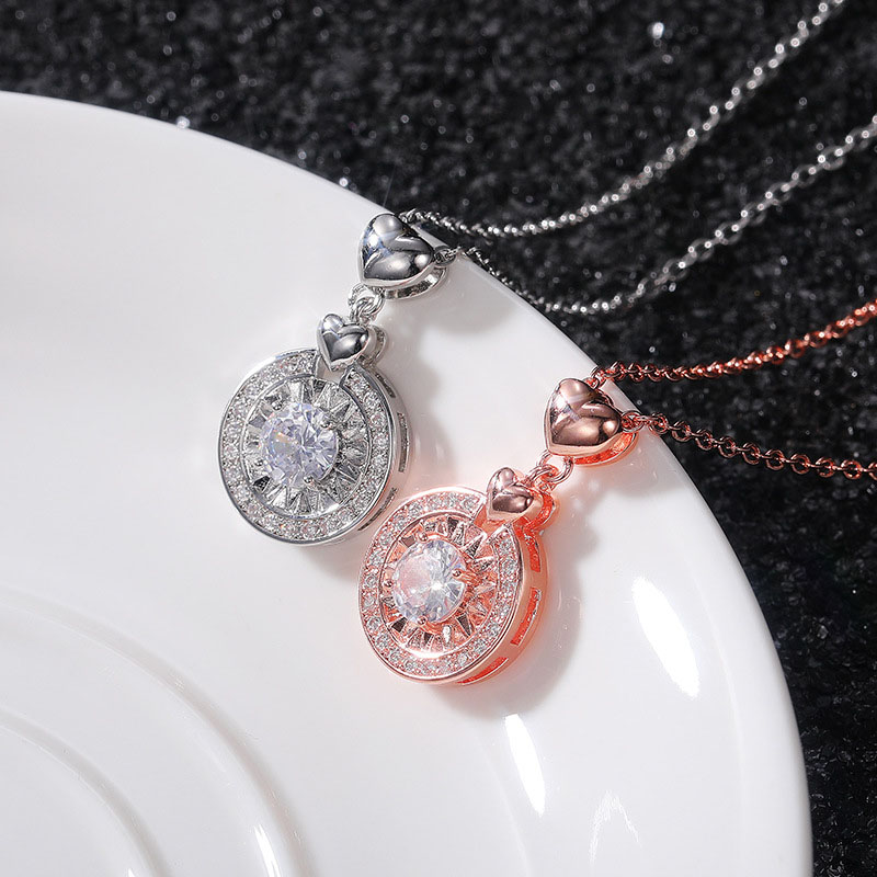 Round Zirconia With Diamonds Locking Chain Necklace Manufacturer