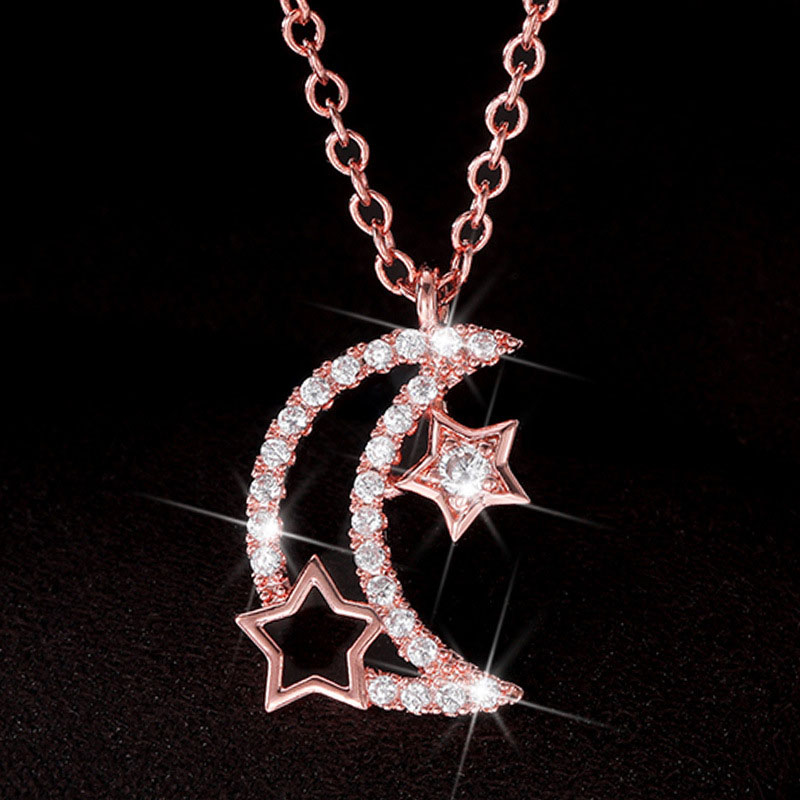 Star And Moon Necklace Fashionable Personality Simple Zirconia Pendant Manufacturer