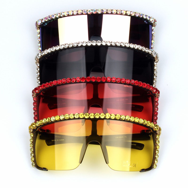 Wholesale Sunglasses Windproof Large Frame With Diamond Goggles