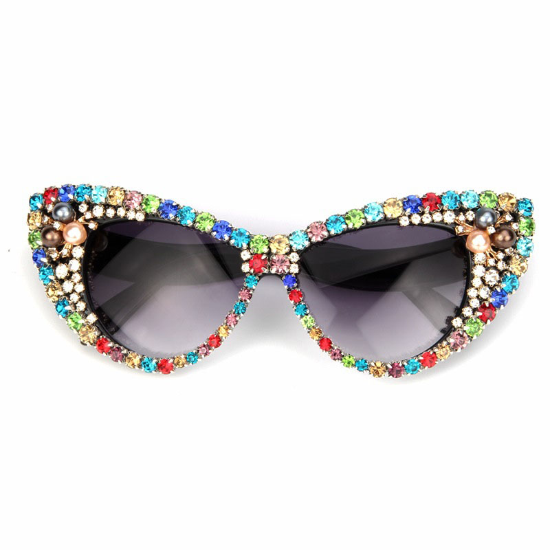 Wholesale Colorful Pearl Cat Eye Sunglasses Personalized With Diamond Glasses