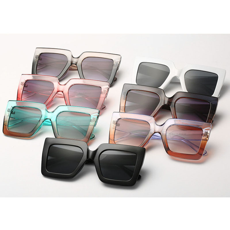 Wholesale Trendy Large Frame Two-tone Clear Square Sunglasses