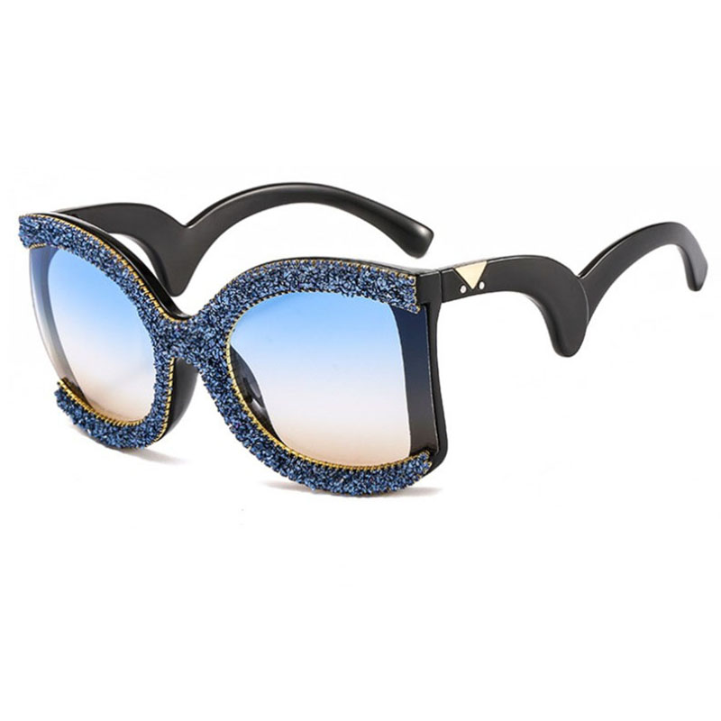 Fashion Large Frame Square Small Gravel And Diamond Studded Sunglasses Distributor