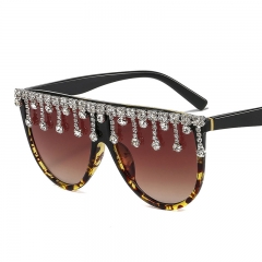 Fringe Conjoined Sunglasses Rhinestone Large Frame Toad Mirror Supplier