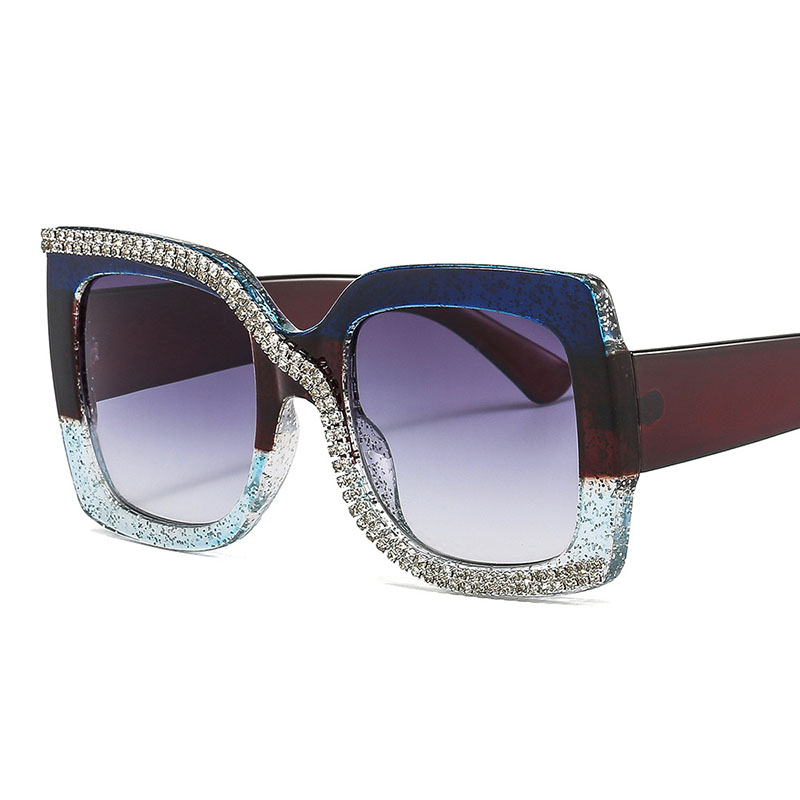 Fashion Color Crystal Leopard Print Large Frame Square Sunglasses Supplier