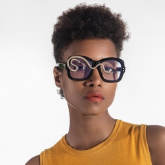 Serpentine Full Diamond Sunglasses Large Frame Square Flat Supplier