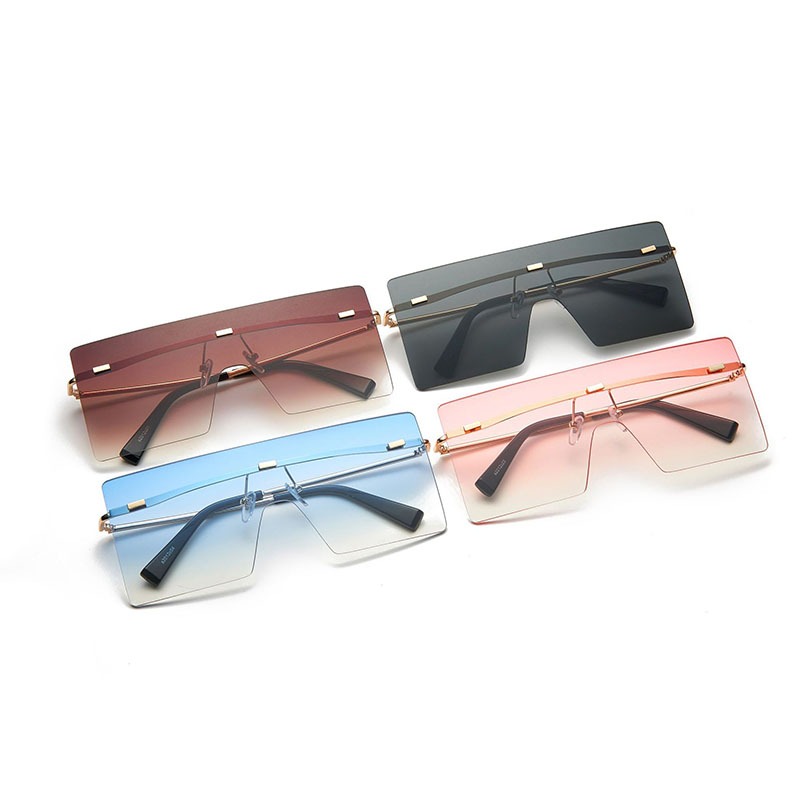 Fashion Conjoined Square Sunglasses Rimless Gradient Marine Piece Distributor