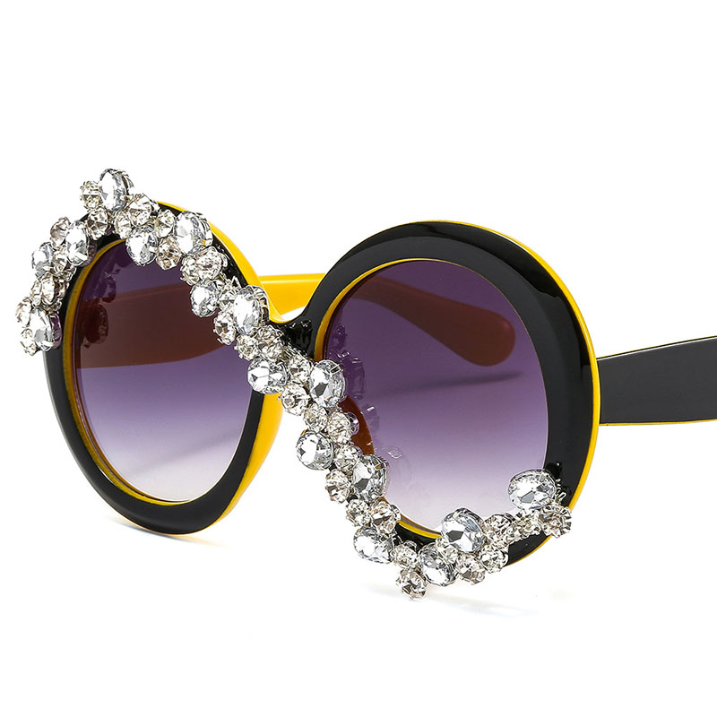 Fashion Diamond Encrusted Large Frame Round Sunglasses Supplier