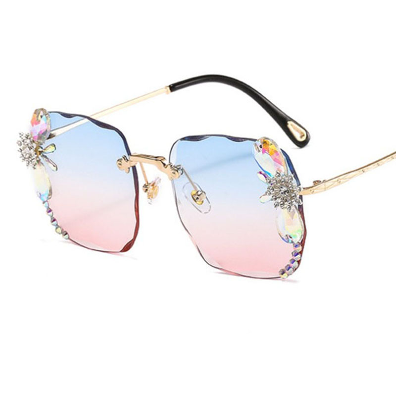 Rimless Square Rhinestone-encrusted Butterfly Diamond Sunglasses Distributor