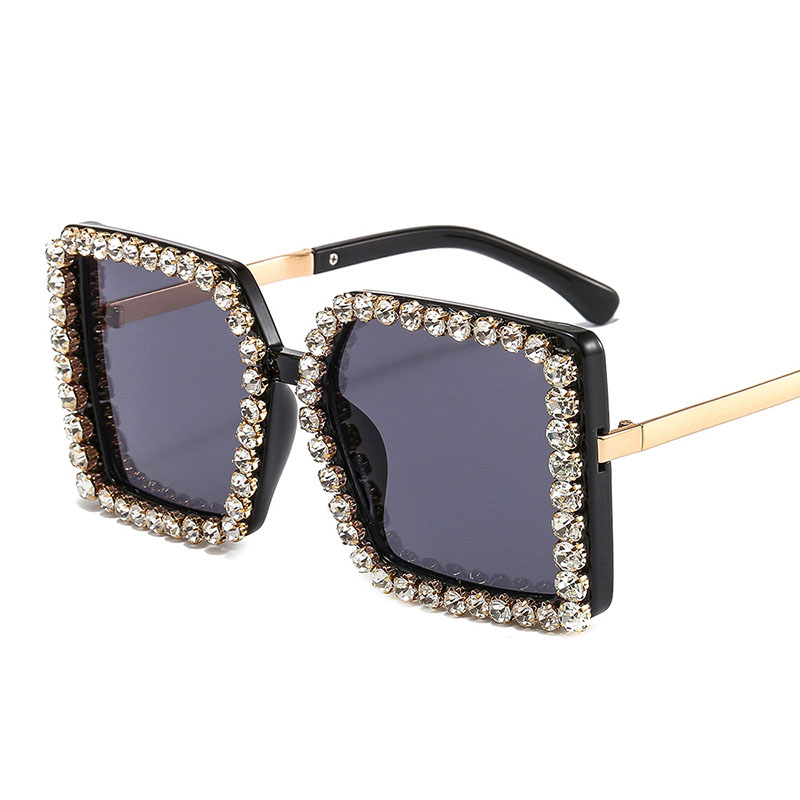 Retro Large Square Frame Sunglasses With Diamonds Supplier