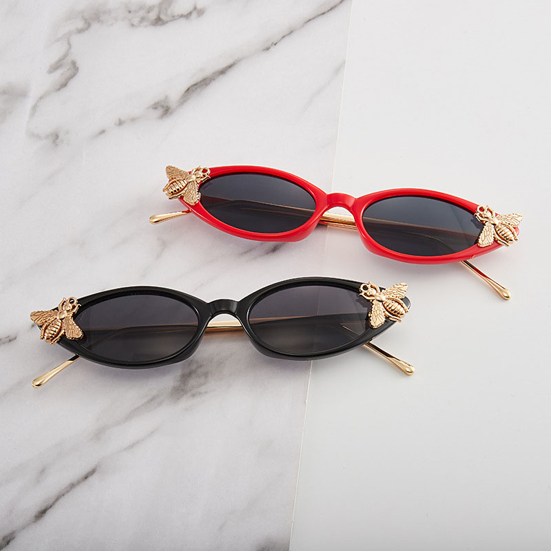 Trendy Cat Eye Sunglasses Metal Bee Distributor