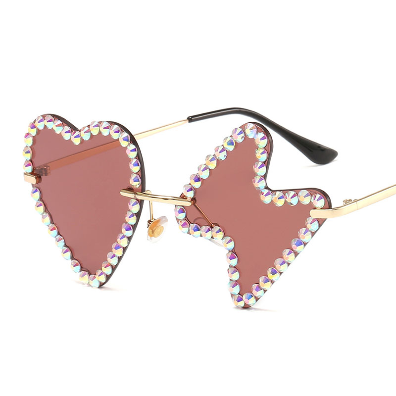 Fashion Sunglasses Rimless Letters Ocean Lenses With Diamonds Distributor