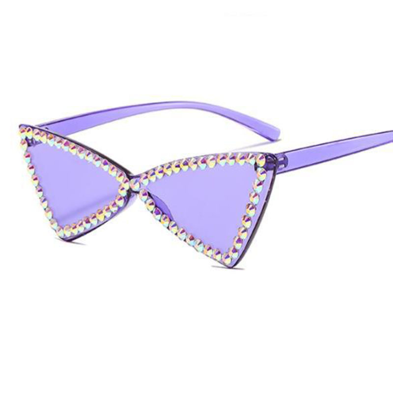 Vintage Triangle Cat Eye Rimless Glasses Rhinestone Sunglasses Distributor