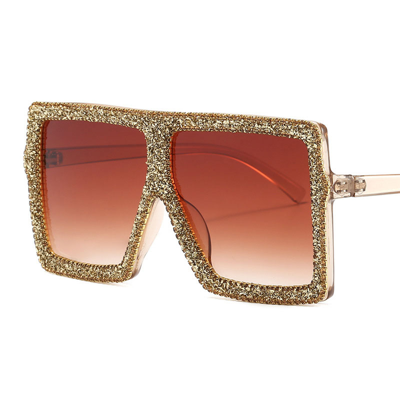 Diamond Encrusted Large Box Sunglasses Sun Protection Fashion Distributor