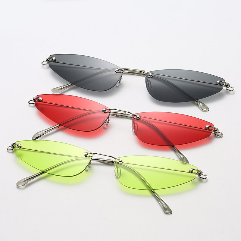 Rimless Triangle Cat Eye Sunglasses Ocean Piece Small Frame Distributor