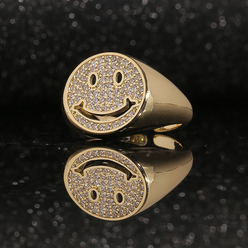 Vintage Smiley Face Copper Inlaid Zirconia Ring Manufacturer