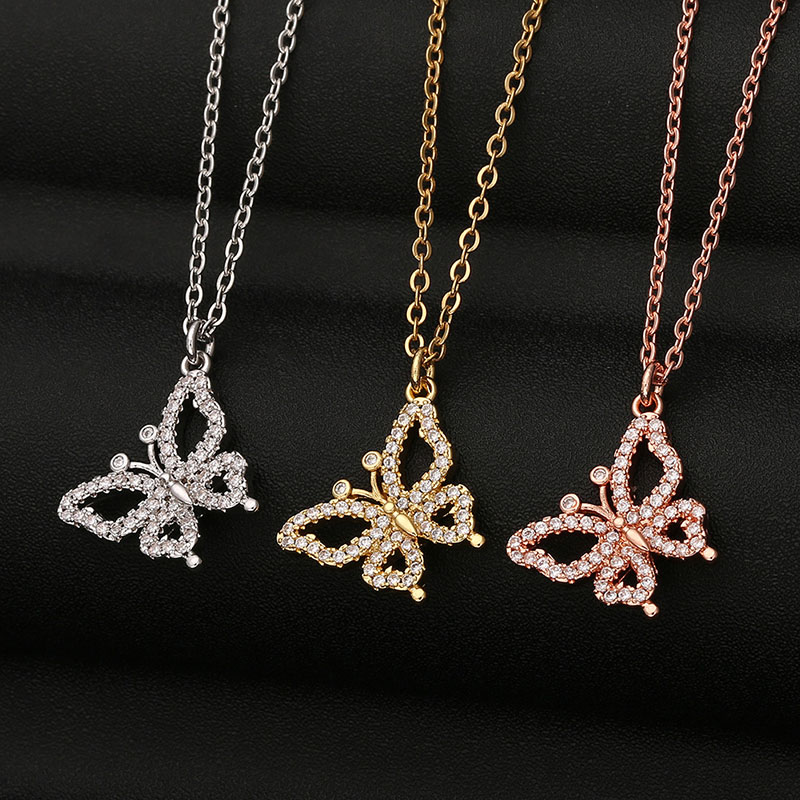 Brass With Zirconia Butterfly Pendant Necklace Supplier