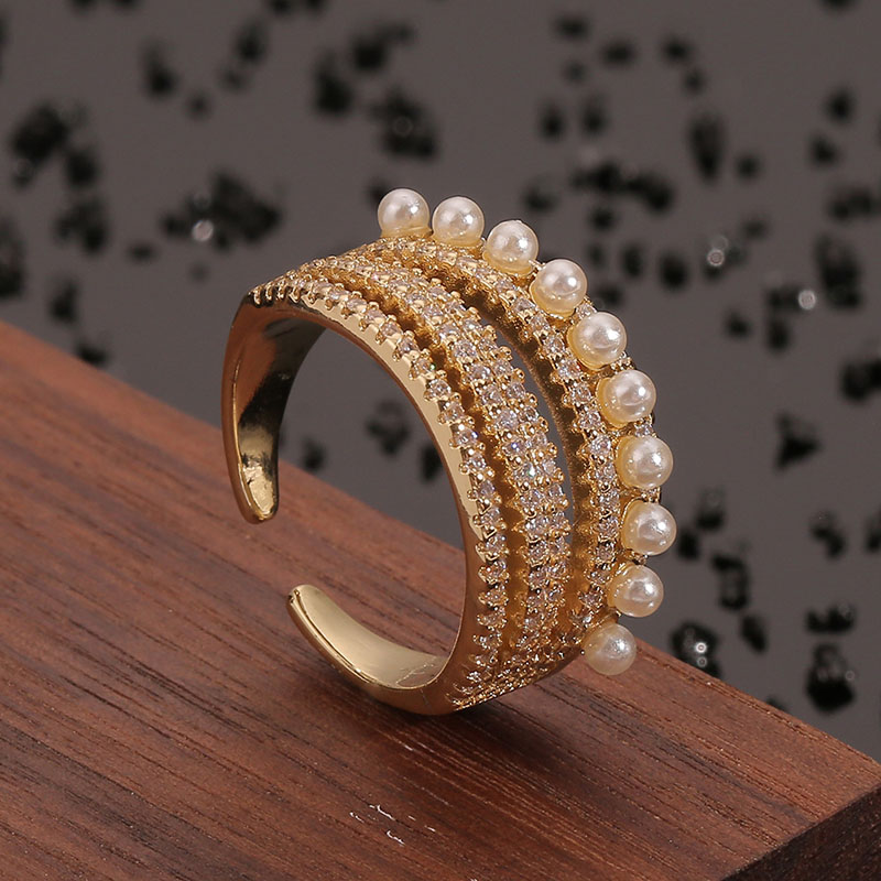 Fashion Pearl Micro Zirconia Full Diamond Ring Manufacturer