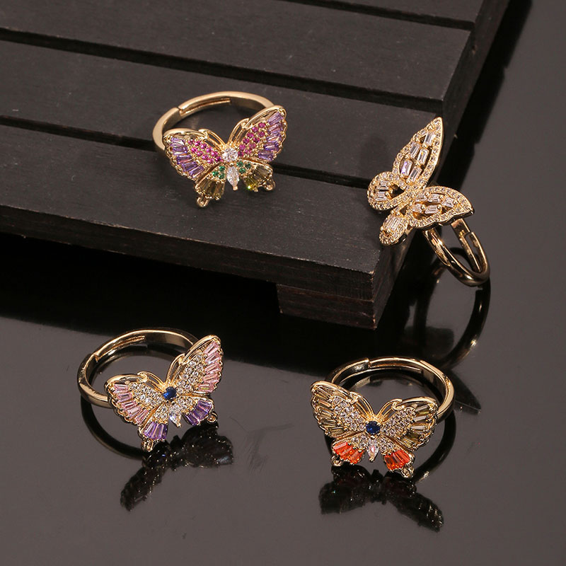 Zirconia Coloured Butterfly Ring French Tail Ring Manufacturer