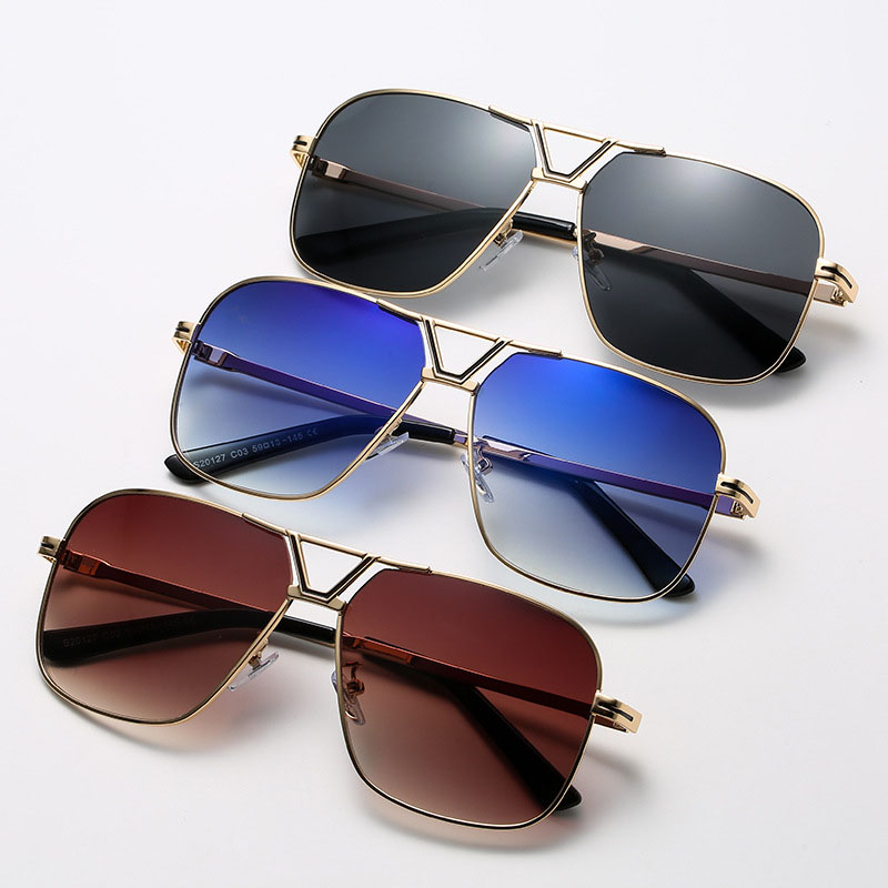 Retro Large Box Sunglasses Gradient Colour Metal Double Beam Distributor