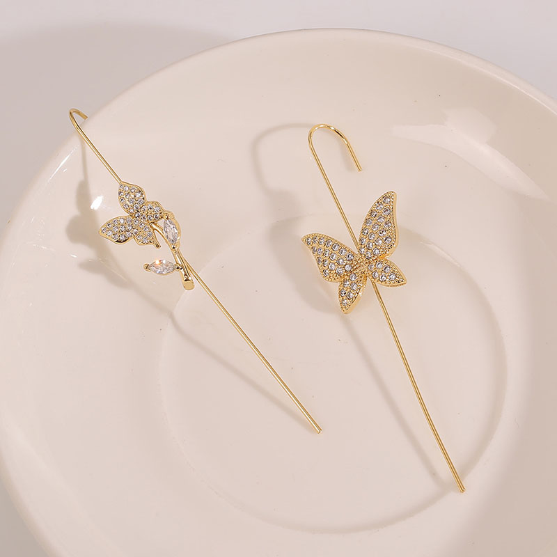 One-pin Butterfly And Flower Pierced 18k Wrap-around Studs Contoured Ear Bone Clips Manufacturer