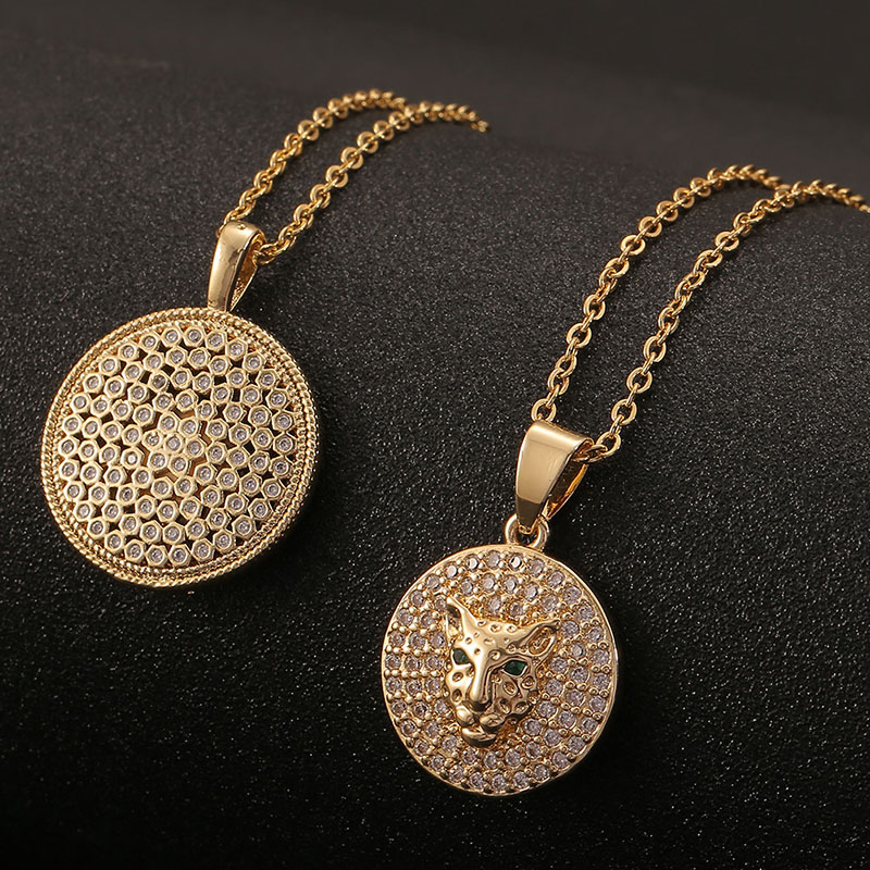 Zirconia Set Leopard Pendant Round Bare Body Geometric Necklace Manufacturer
