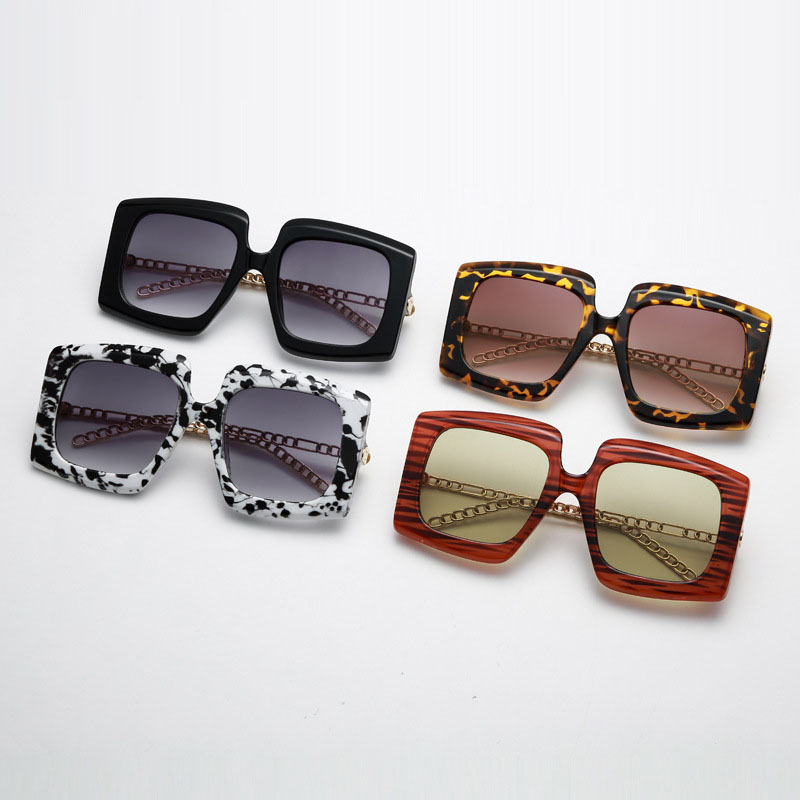 Metal Chain Large Frame Sunglasses Gradient Colour Square Distributor