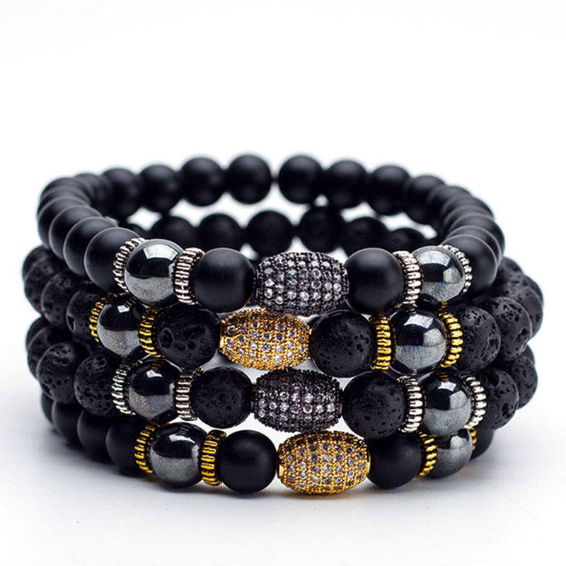 Micro Set Zircon Natural Stone Volcanic Rock Beaded Buddha Bead Bracelet Supplier