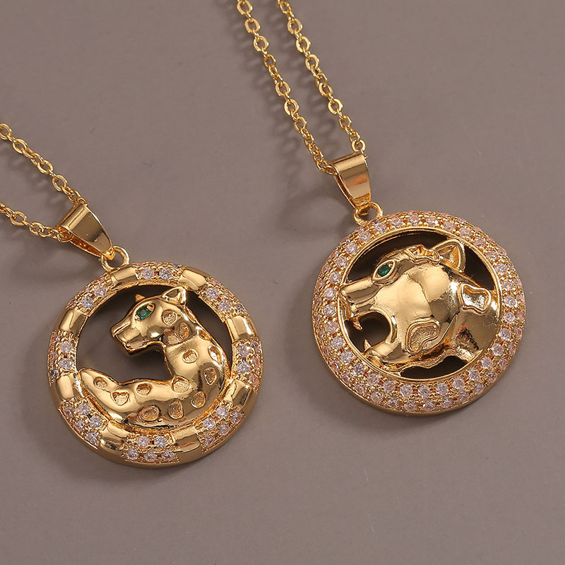 Gold Leopard Pendant Copper Plated Real Gold Set Zirconia Necklace Manufacturer