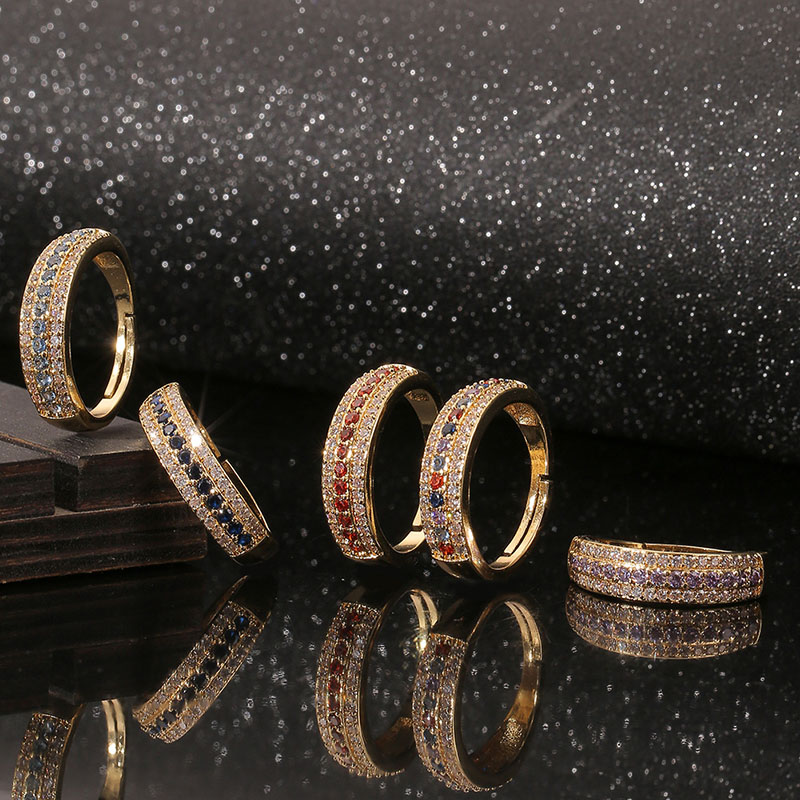 Copper Plated Real Gold Micro-set Zirconia Set Diamond Ring Full Of Diamonds Manufacturer